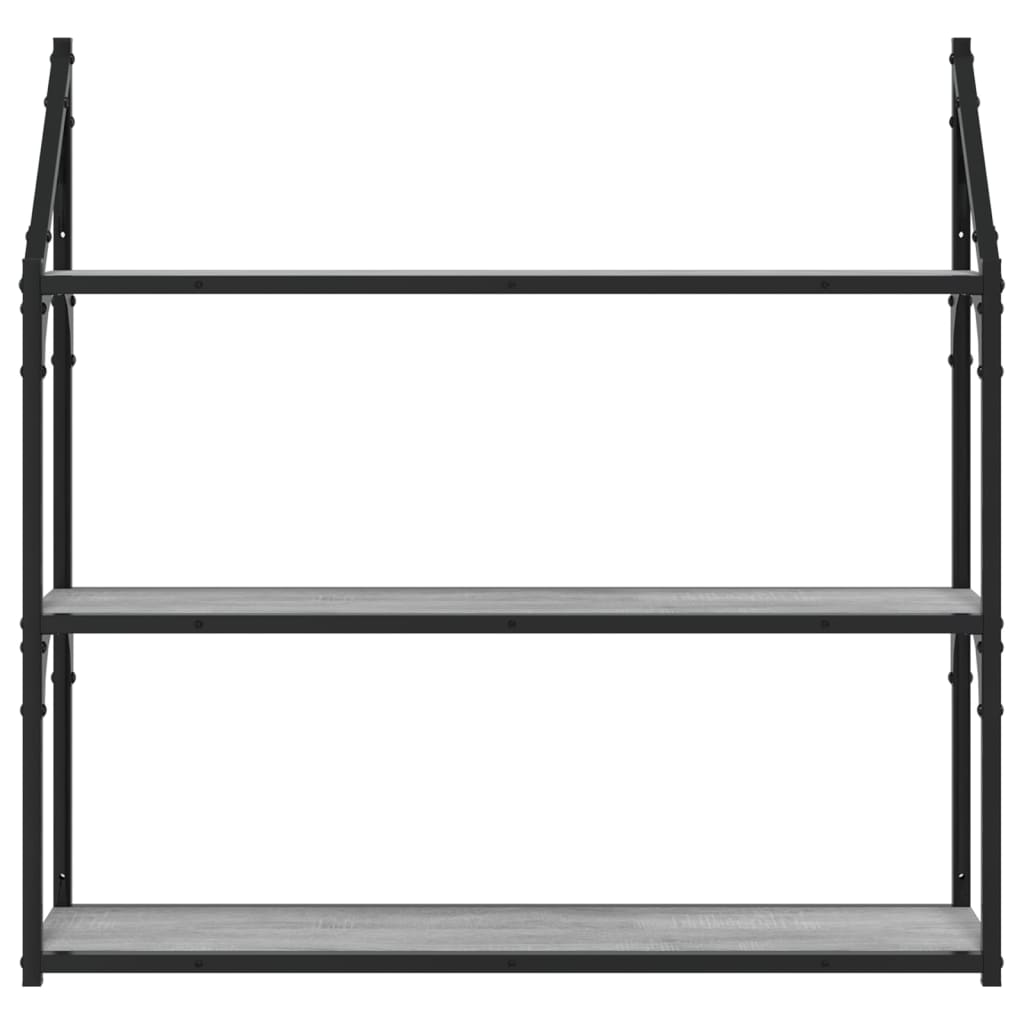 vidaXL 3-Tier Wall Shelf Grey Sonoma 80x21x78.5 cm Engineered Wood