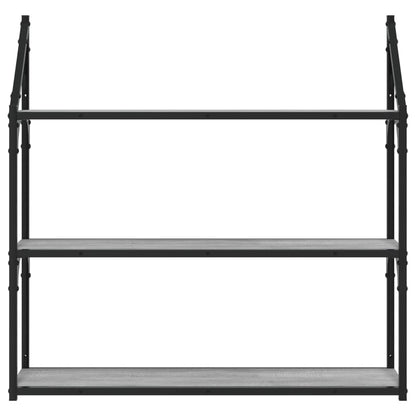 vidaXL 3-Tier Wall Shelf Grey Sonoma 80x21x78.5 cm Engineered Wood