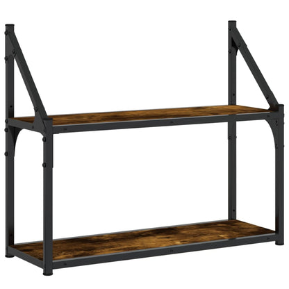 vidaXL 2-Tier Wall Shelf Smoked Oak 60x21x51 cm Engineered Wood