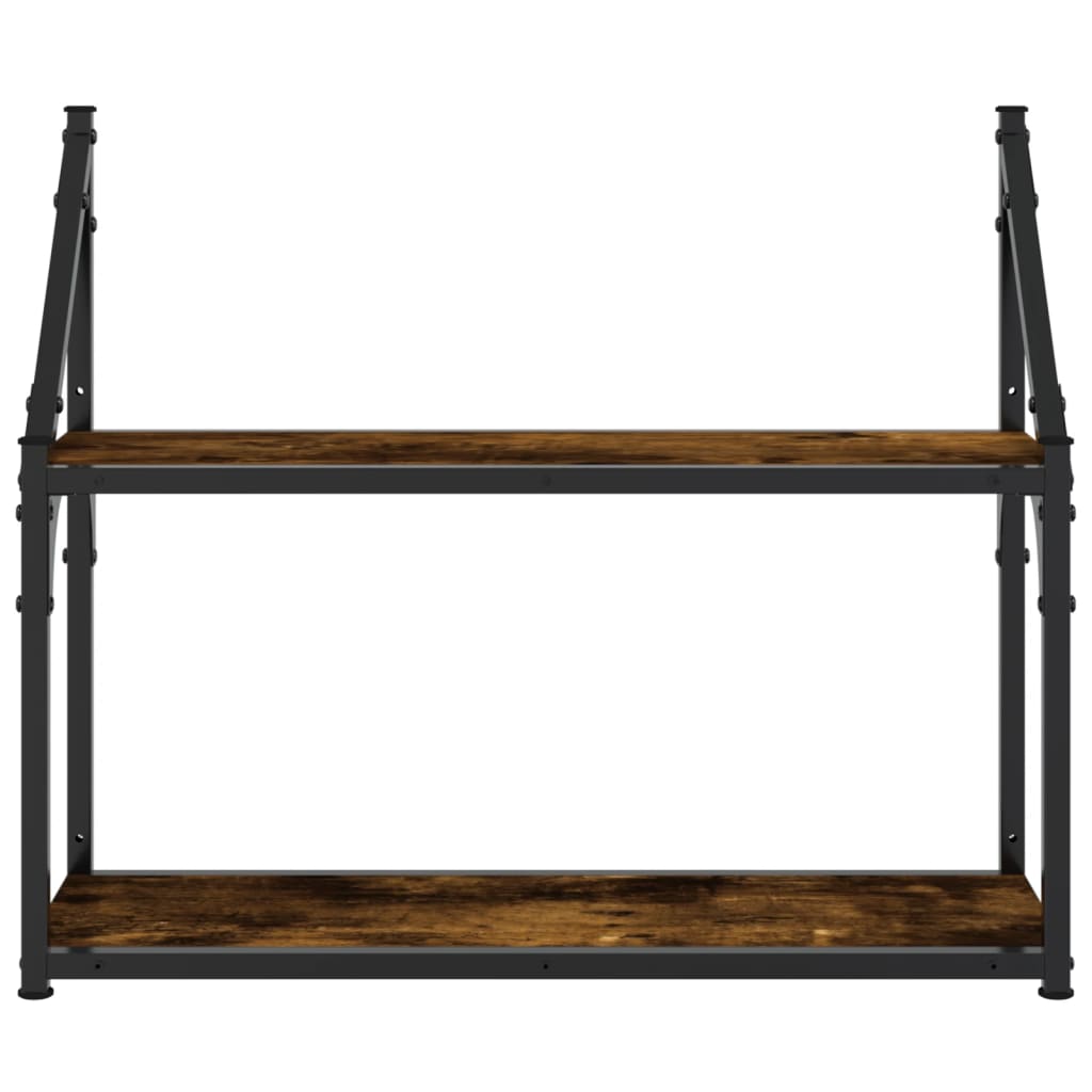 vidaXL 2-Tier Wall Shelf Smoked Oak 60x21x51 cm Engineered Wood