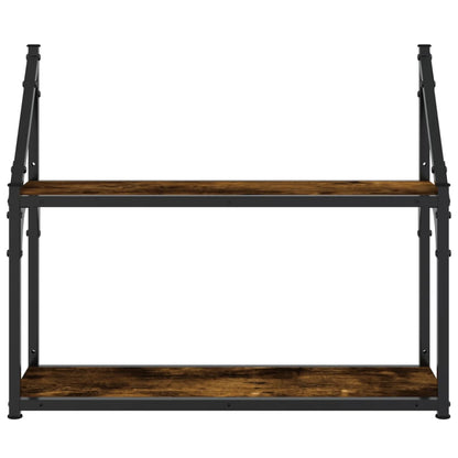 vidaXL 2-Tier Wall Shelf Smoked Oak 60x21x51 cm Engineered Wood