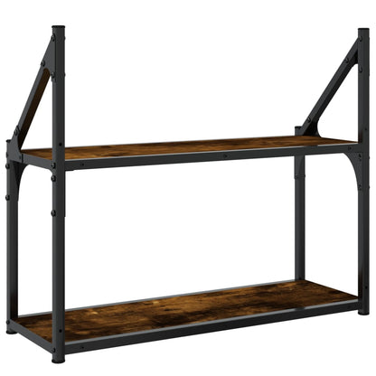 vidaXL 2-Tier Wall Shelf Smoked Oak 60x21x51 cm Engineered Wood
