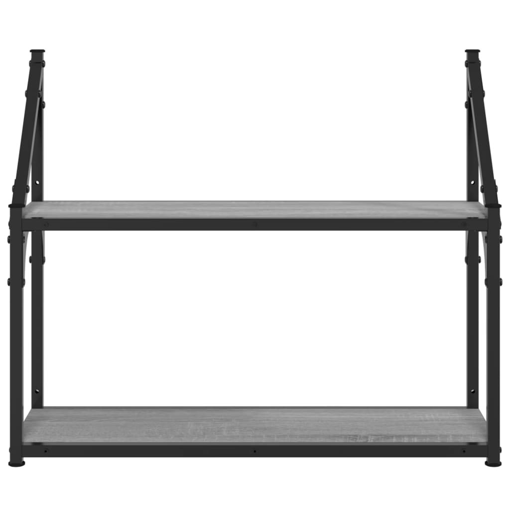 vidaXL 2-Tier Wall Shelf Grey Sonoma 60x21x51 cm Engineered Wood