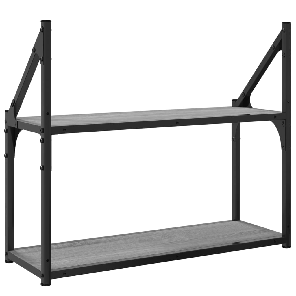 vidaXL 2-Tier Wall Shelf Grey Sonoma 60x21x51 cm Engineered Wood