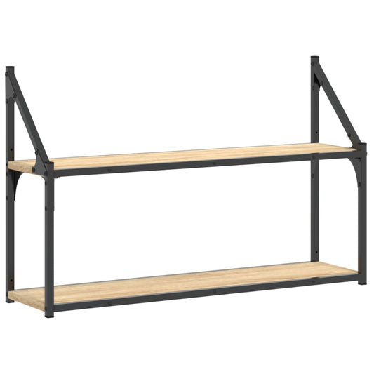 vidaXL 2-Tier Wall Shelf Sonoma Oak 80x21x51 cm Engineered Wood