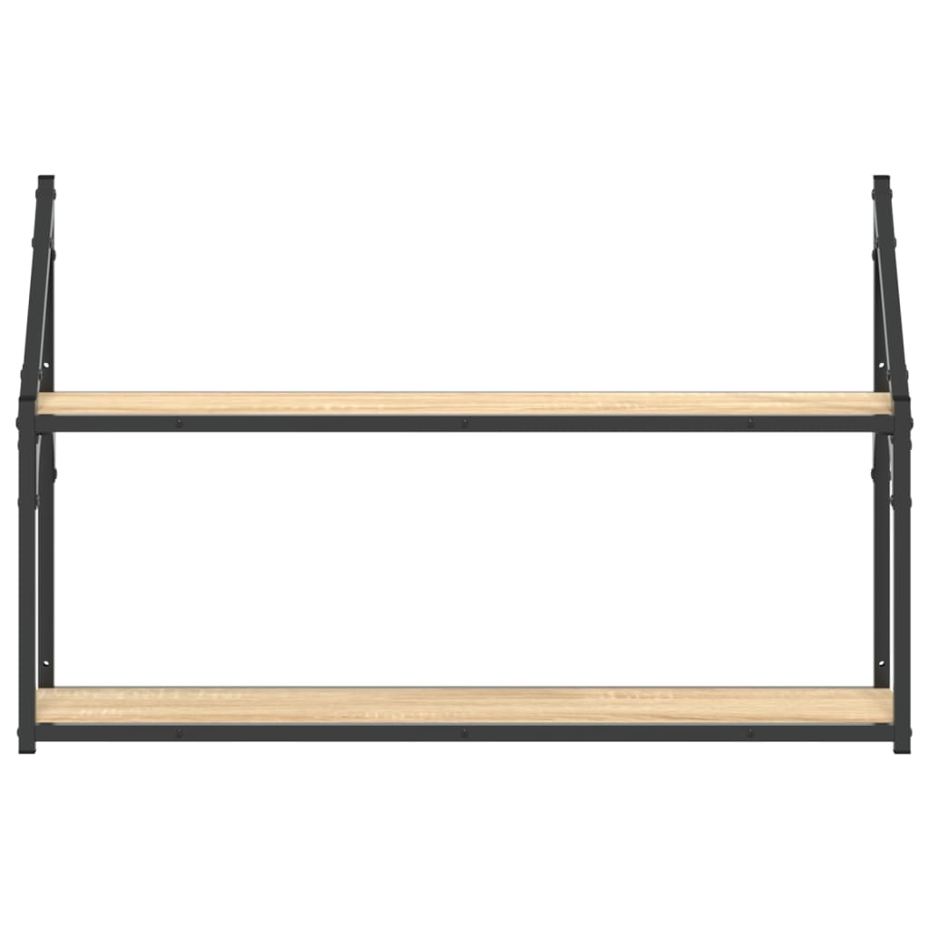 vidaXL 2-Tier Wall Shelf Sonoma Oak 80x21x51 cm Engineered Wood