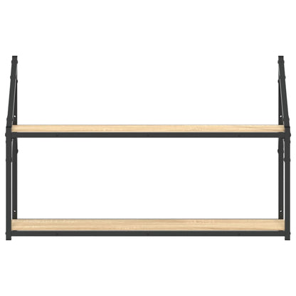vidaXL 2-Tier Wall Shelf Sonoma Oak 80x21x51 cm Engineered Wood