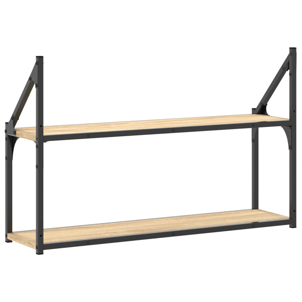 vidaXL 2-Tier Wall Shelf Sonoma Oak 80x21x51 cm Engineered Wood