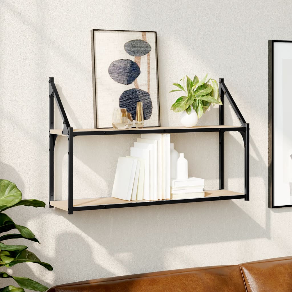 vidaXL 2-Tier Wall Shelf Sonoma Oak 80x21x51 cm Engineered Wood