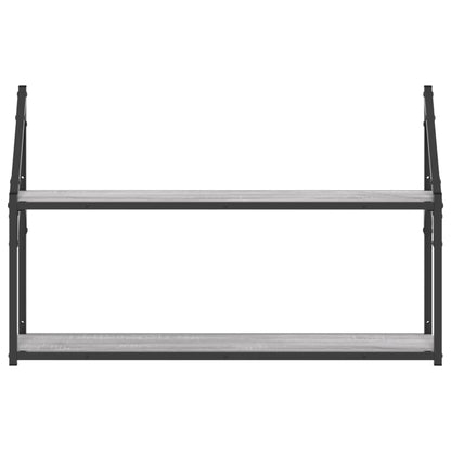 vidaXL 2-Tier Wall Shelf Grey Sonoma 80x21x51 cm Engineered Wood