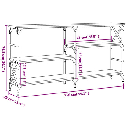 vidaXL Console Table Grey Sonoma 150x29x76.5 cm Engineered Wood