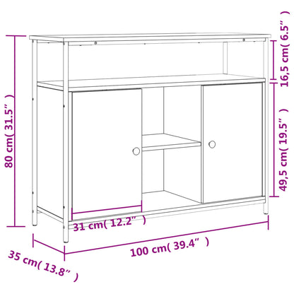 vidaXL Sideboard Smoked Oak 100x35x80 cm Engineered Wood