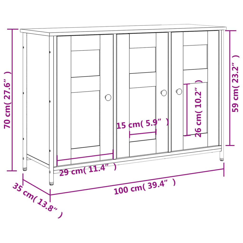 vidaXL Sideboard Sonoma Oak 100x35x70 cm Engineered Wood