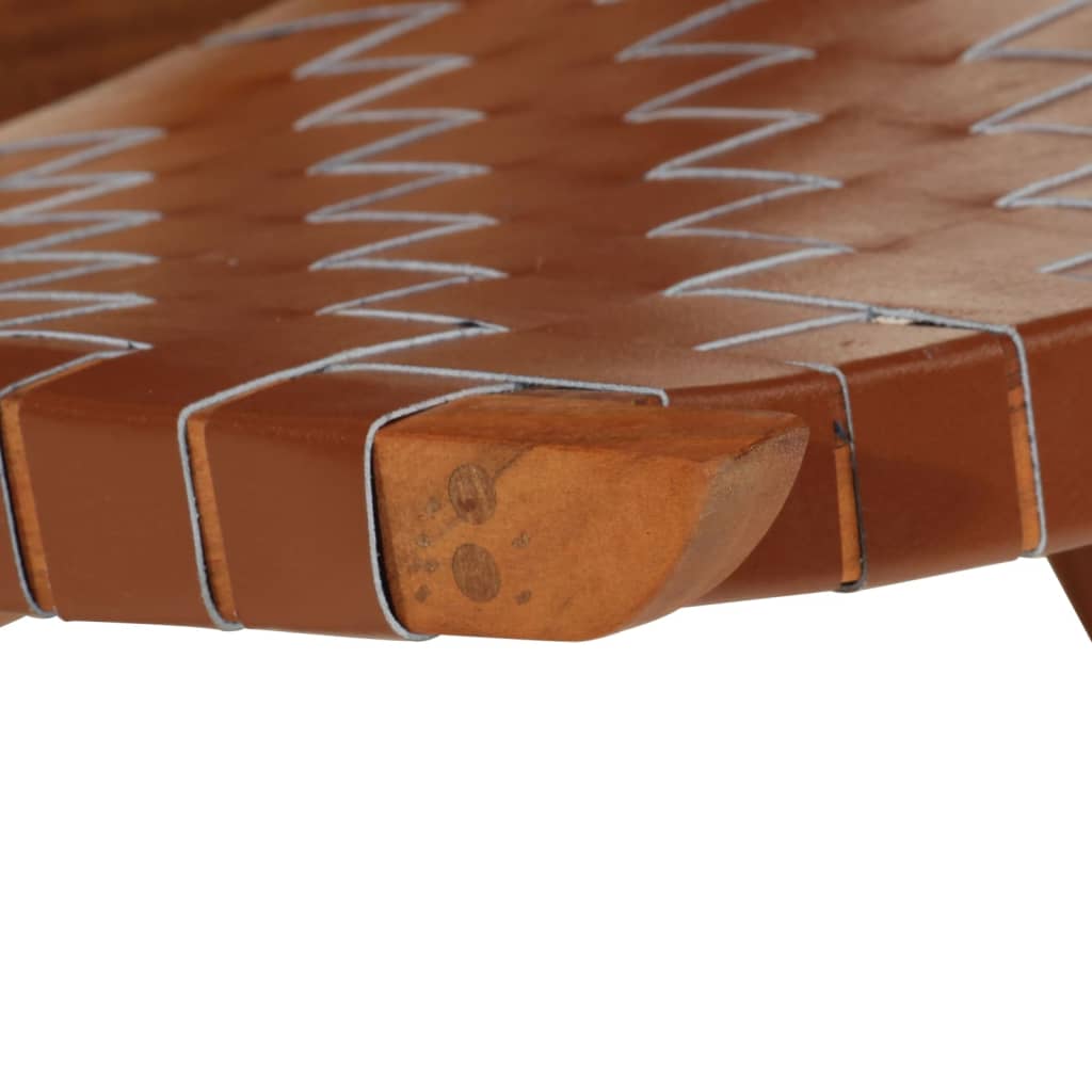 vidaXL Folding Relaxing Chair Brown Real Leather