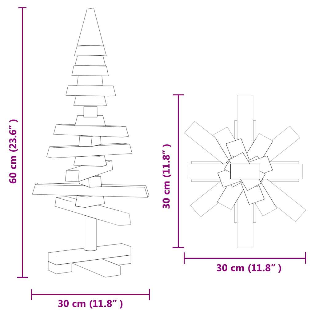 vidaXL | Wooden Christmas Tree | with Stand natural 60 cm Solid pine wood