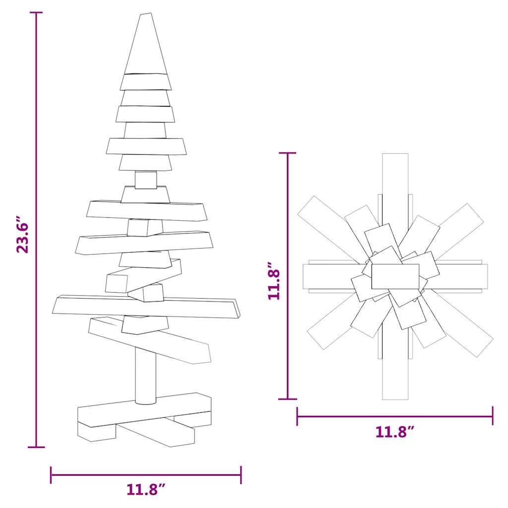 vidaXL | Wooden Christmas Tree | with Stand natural 60 cm Solid pine wood