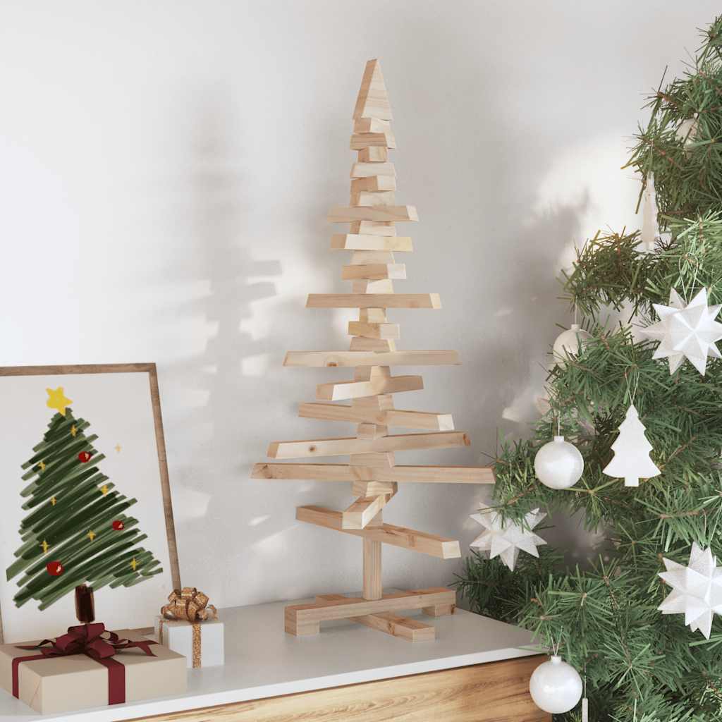 vidaXL | Wooden Christmas Tree | with Stand natural 90 cm Solid pine wood
