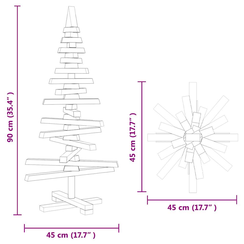vidaXL | Wooden Christmas Tree | with Stand natural 90 cm Solid pine wood