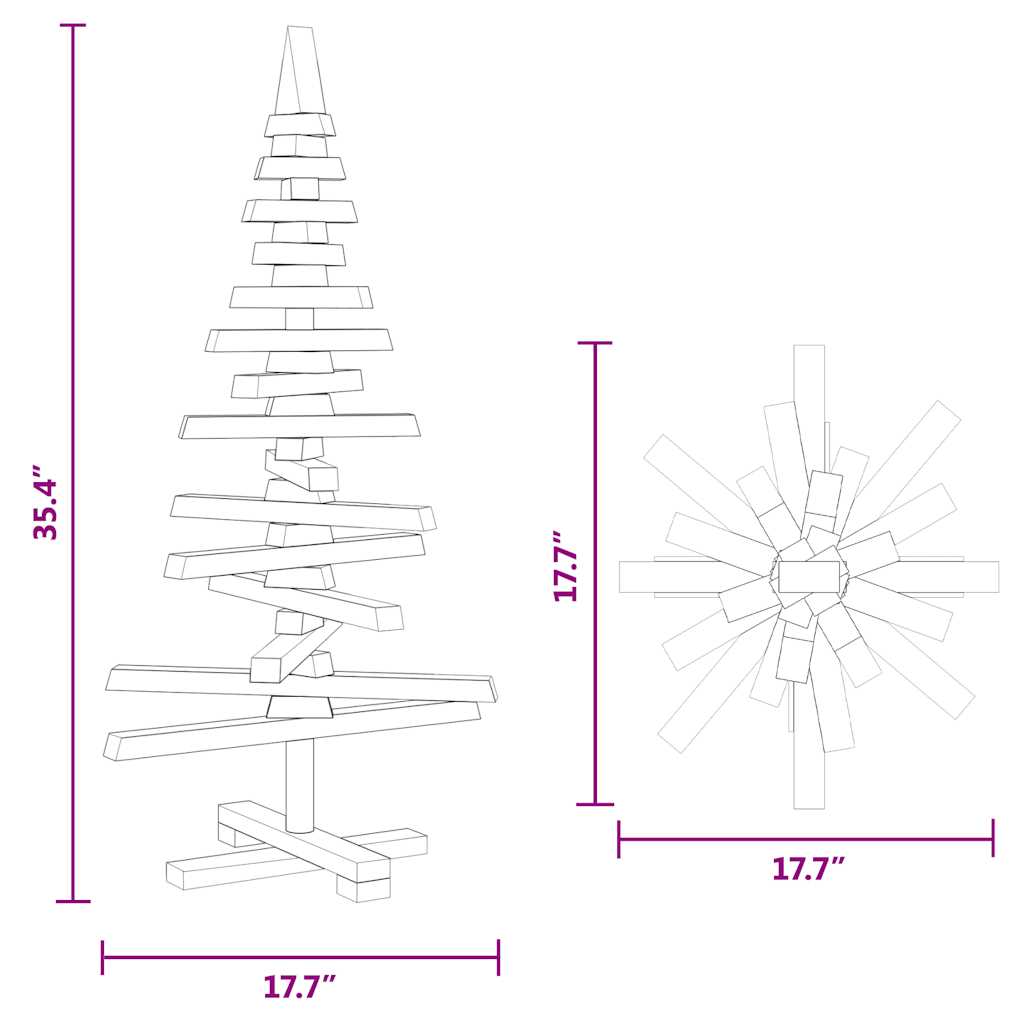 vidaXL | Wooden Christmas Tree | with Stand natural 90 cm Solid pine wood