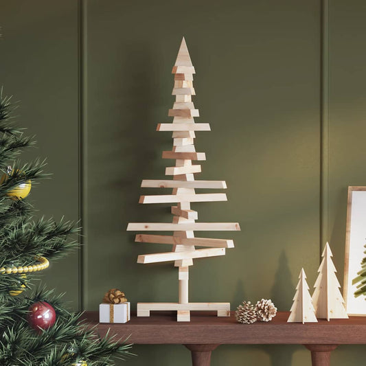 vidaXL | Wooden Christmas Tree | with Stand natural 90 cm Solid pine wood