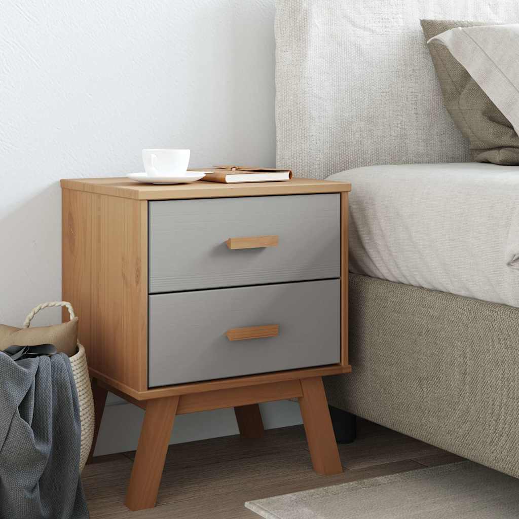 vidaXL Bedside Cabinet OLDEN Grey and Brown Solid Wood Pine