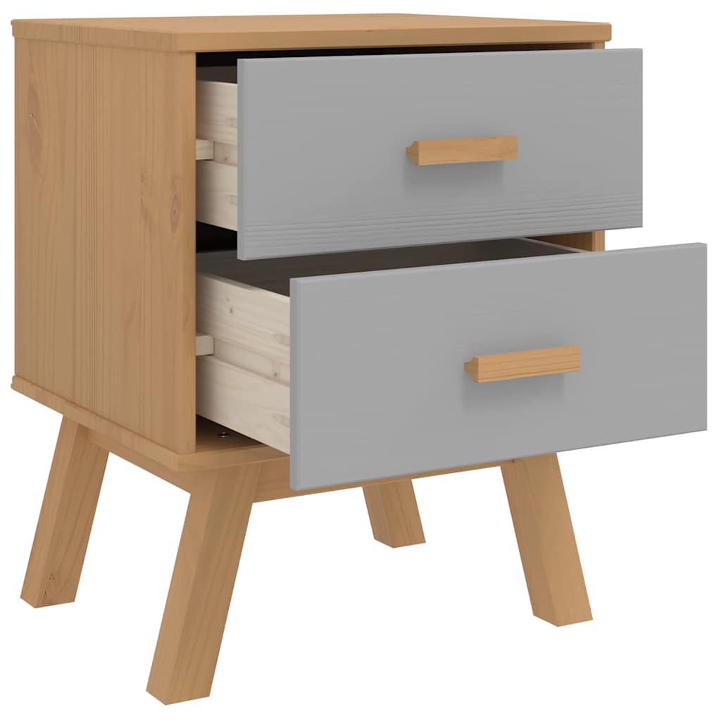 vidaXL Bedside Cabinet OLDEN Grey and Brown Solid Wood Pine