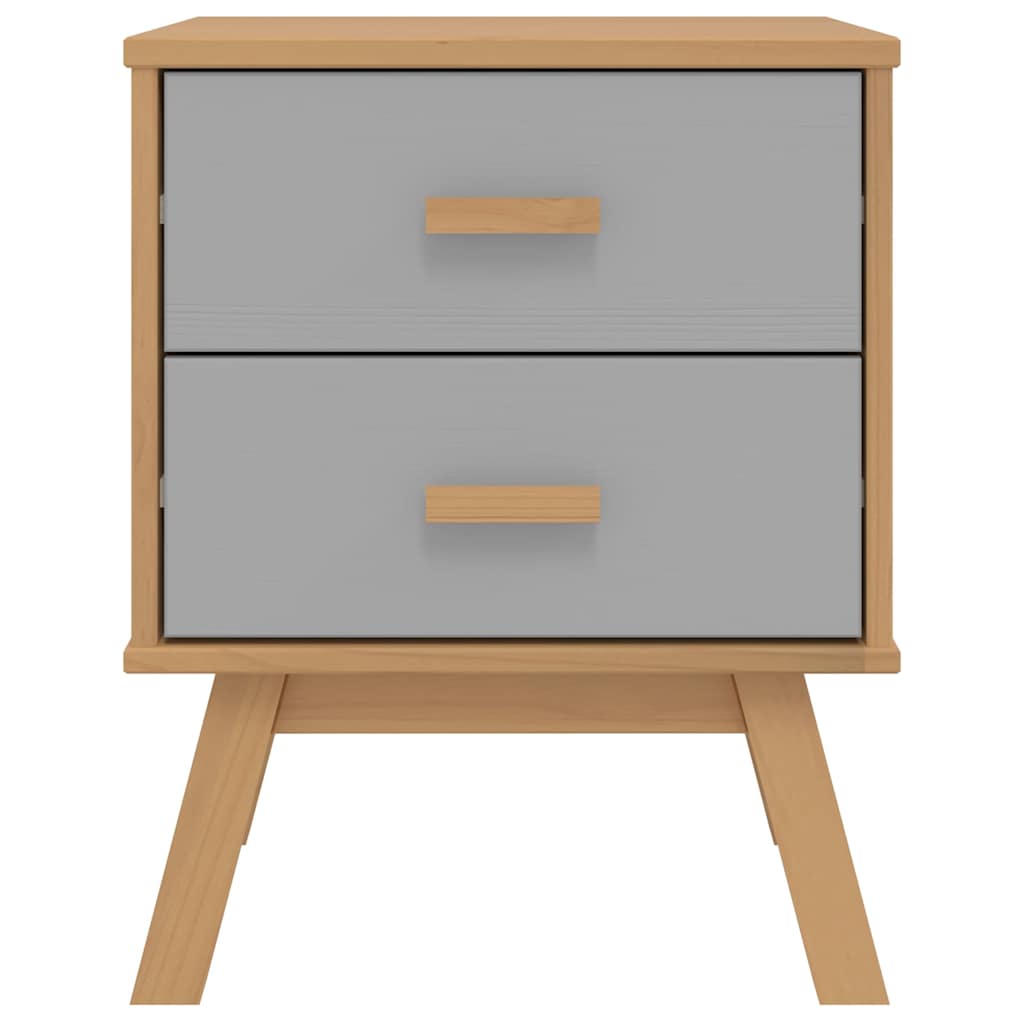 vidaXL Bedside Cabinet OLDEN Grey and Brown Solid Wood Pine