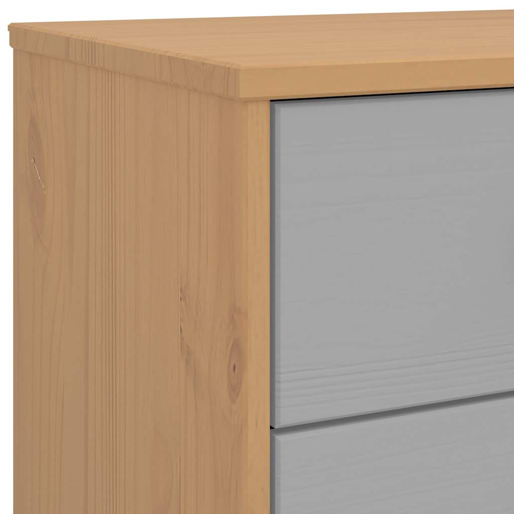 vidaXL Bedside Cabinet OLDEN Grey and Brown Solid Wood Pine