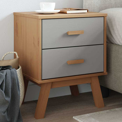 vidaXL Bedside Cabinet OLDEN Grey and Brown Solid Wood Pine