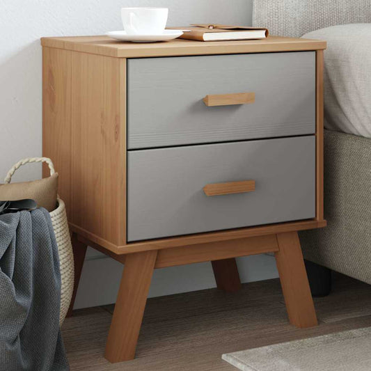 vidaXL Bedside Cabinet OLDEN Grey and Brown Solid Wood Pine