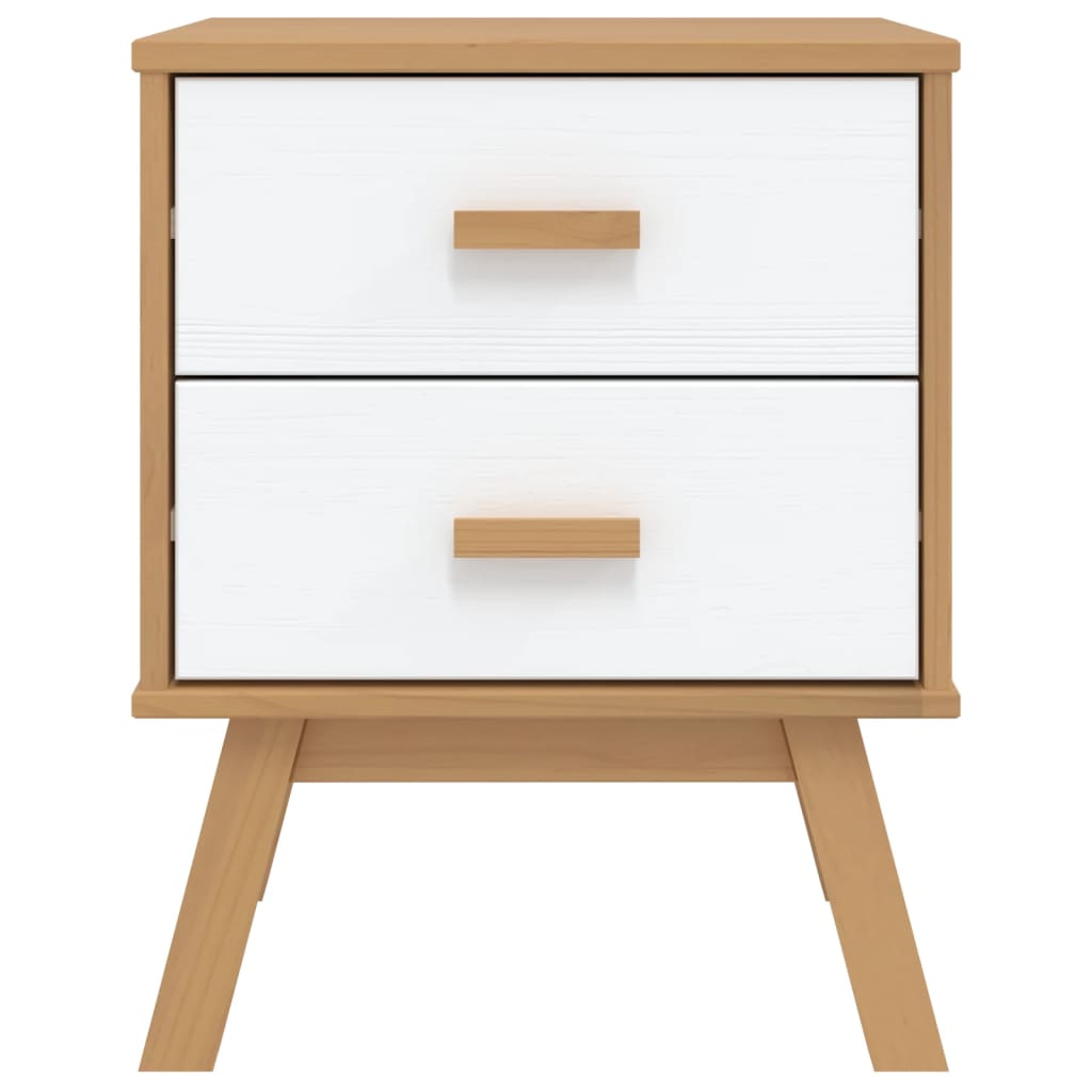 vidaXL Bedside Cabinet OLDEN White and Brown Solid Wood Pine