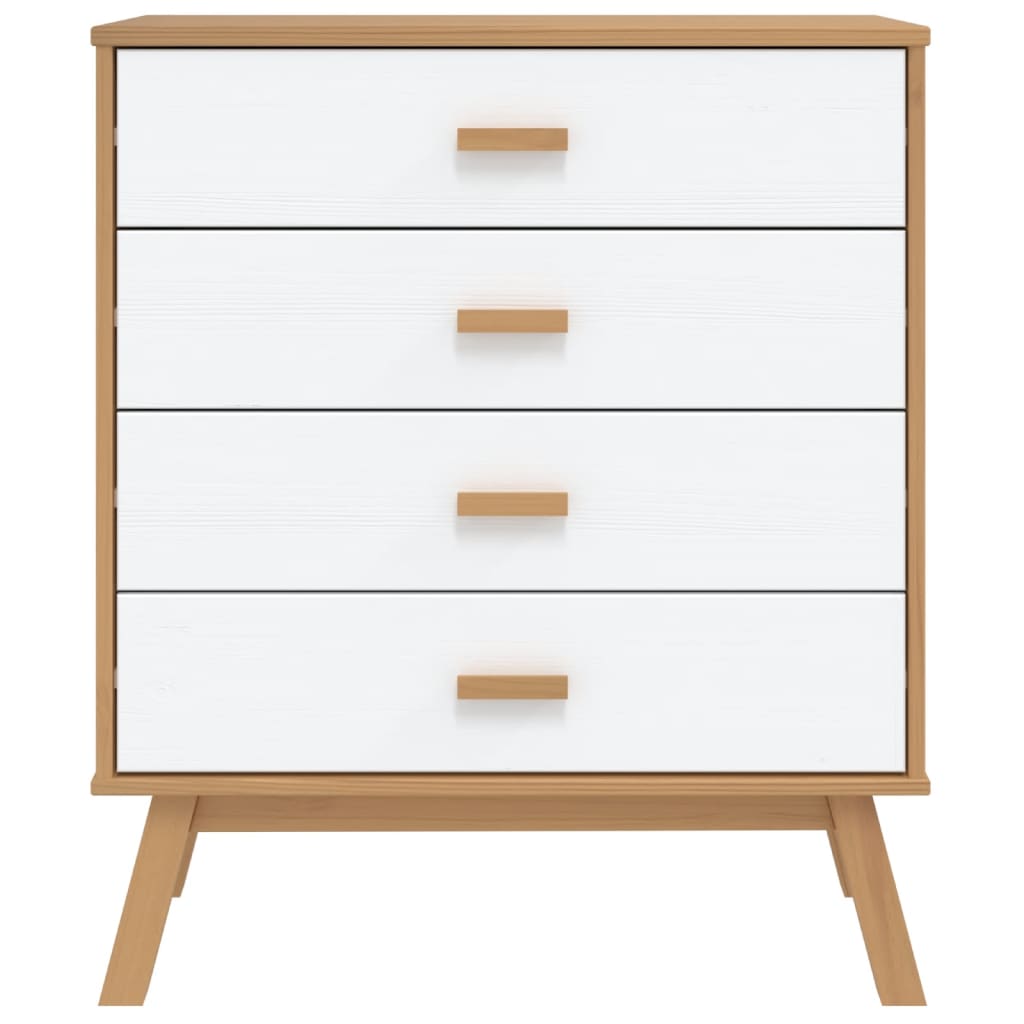 vidaXL Drawer Cabinet OLDEN White and Brown Solid Wood Pine