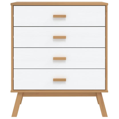 vidaXL Drawer Cabinet OLDEN White and Brown Solid Wood Pine