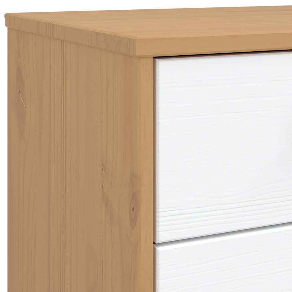 vidaXL Drawer Cabinet OLDEN White and Brown Solid Wood Pine