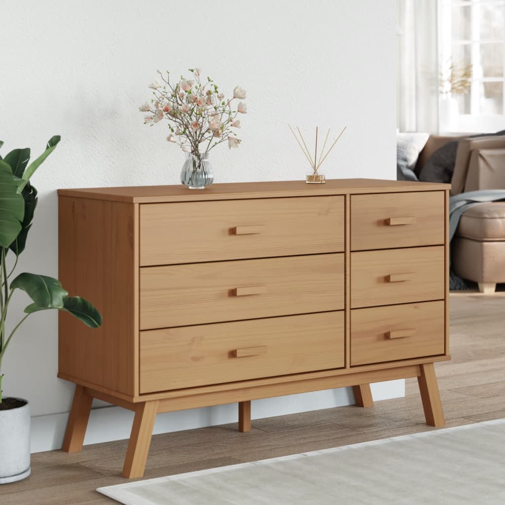 vidaXL Drawer Cabinet OLDEN Brown Solid Wood Pine