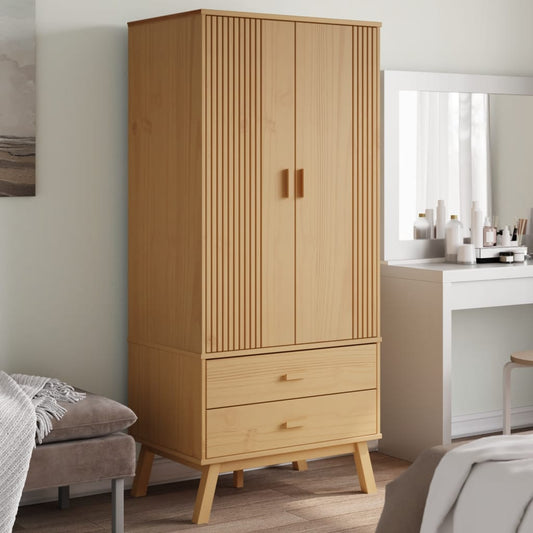 vidaXL Wardrobe "OLDEN" Brown 76,5x53x172 cm Solid Wood Pine