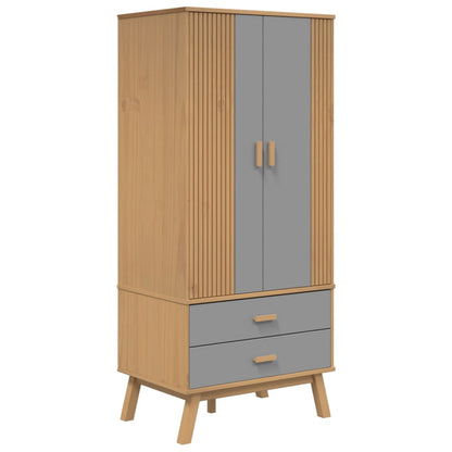 vidaXL Wardrobe "OLDEN" Grey and Brown 76,5x53x172 cm Solid Wood Pine