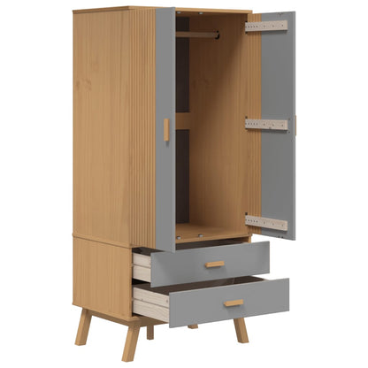 vidaXL Wardrobe "OLDEN" Grey and Brown 76,5x53x172 cm Solid Wood Pine