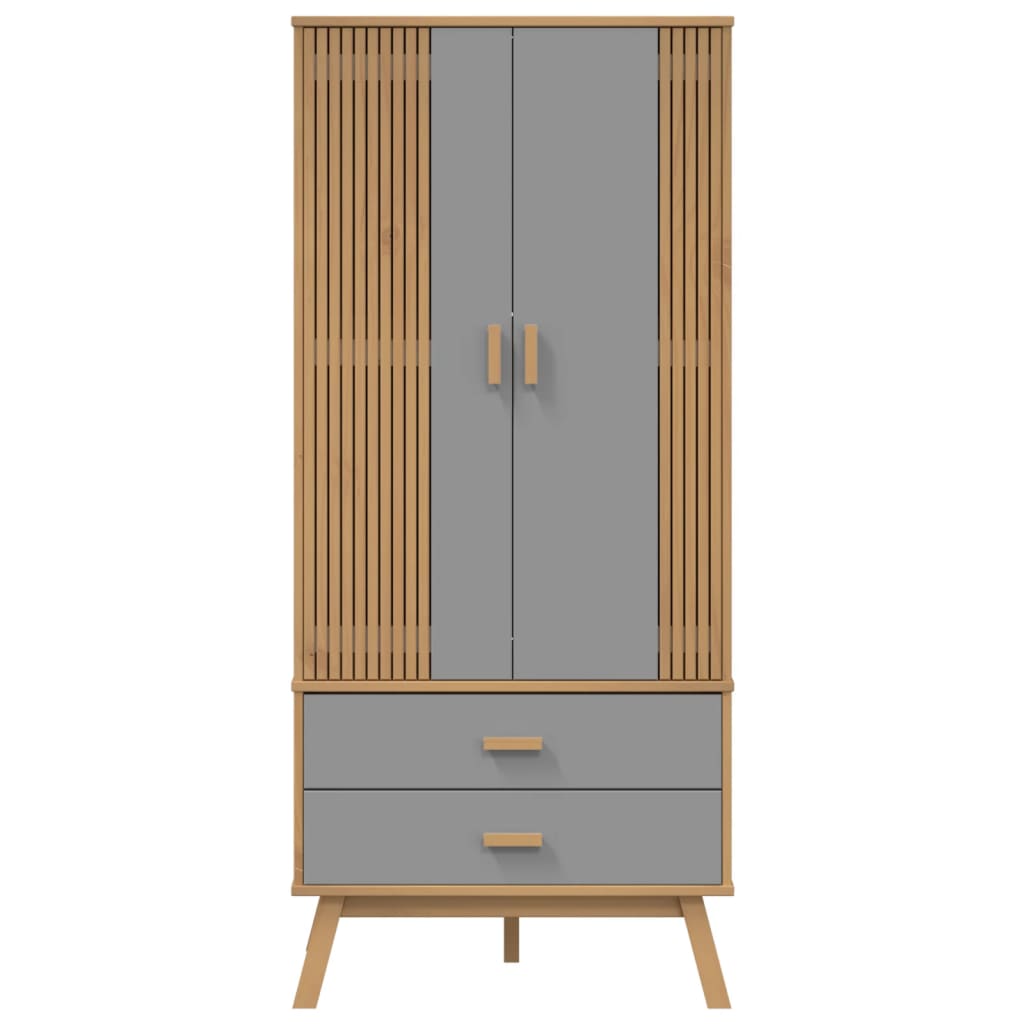 vidaXL Wardrobe "OLDEN" Grey and Brown 76,5x53x172 cm Solid Wood Pine