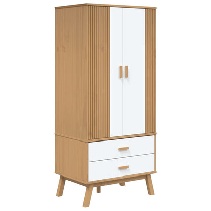 vidaXL Wardrobe "OLDEN" White and Brown 76,5x53x172 cm Solid Wood Pine