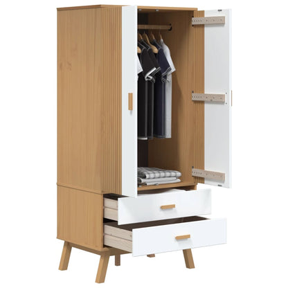 vidaXL Wardrobe "OLDEN" White and Brown 76,5x53x172 cm Solid Wood Pine