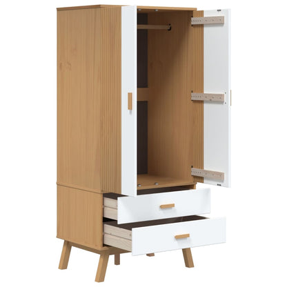 vidaXL Wardrobe "OLDEN" White and Brown 76,5x53x172 cm Solid Wood Pine