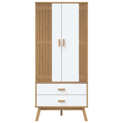 vidaXL Wardrobe "OLDEN" White and Brown 76,5x53x172 cm Solid Wood Pine