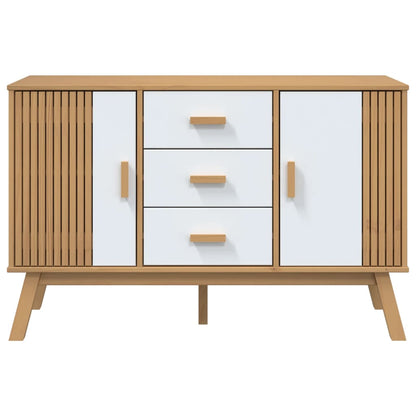 vidaXL Sideboard "OLDEN" White and Brown 114x43x73,5cm Solid Wood Pine