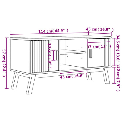 vidaXL TV Cabinet OLDEN Brown 114x43x57 cm Solid Wood Pine