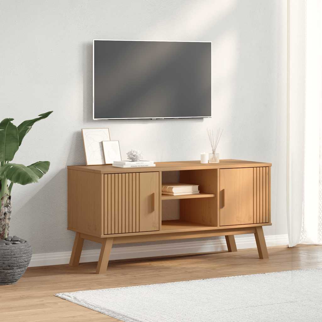 vidaXL TV Cabinet OLDEN Brown 114x43x57 cm Solid Wood Pine