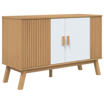 vidaXL Sideboard "OLDEN" White and Brown 114x43x73,5 cm Solid Wood Pine