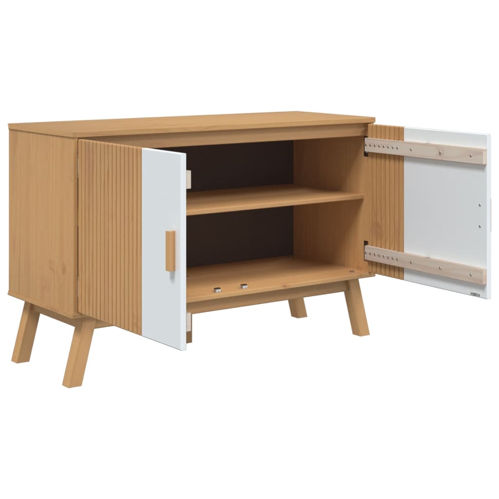 vidaXL Sideboard "OLDEN" White and Brown 114x43x73,5 cm Solid Wood Pine