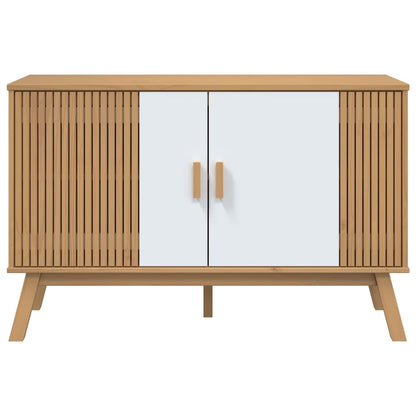 vidaXL Sideboard "OLDEN" White and Brown 114x43x73,5 cm Solid Wood Pine