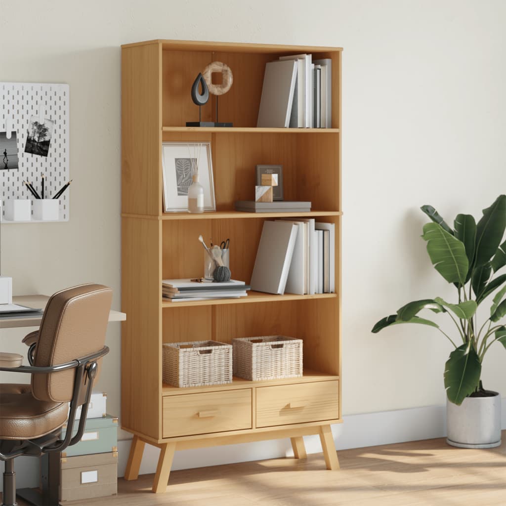 vidaXL Bookcase 4-Tier OLDEN Brown Solid Wood Pine